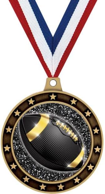 2.75' 3rd Place Football Shadow Medal Award, Bronze Trophy Medal