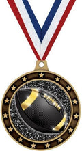 2.75' 3rd Place Football Shadow Medal Award, Bronze Trophy Medal