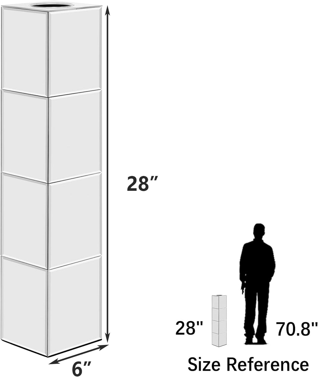 Tall Floor Vase Set of 2, 28 inch Mirrored Vases for Floor Home Decorative Large Cube Vase Silver for Dried Flower Modern Glass Vases for Living Room