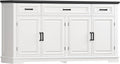 usikey 59' Large Buffet Cabinet with 4 Doors and 3 Drawers, Buffet Sideboard Cabinet with Storage and 2 Adjustable Shelves, Coffee Bar, Wine Bar for Living Room, White