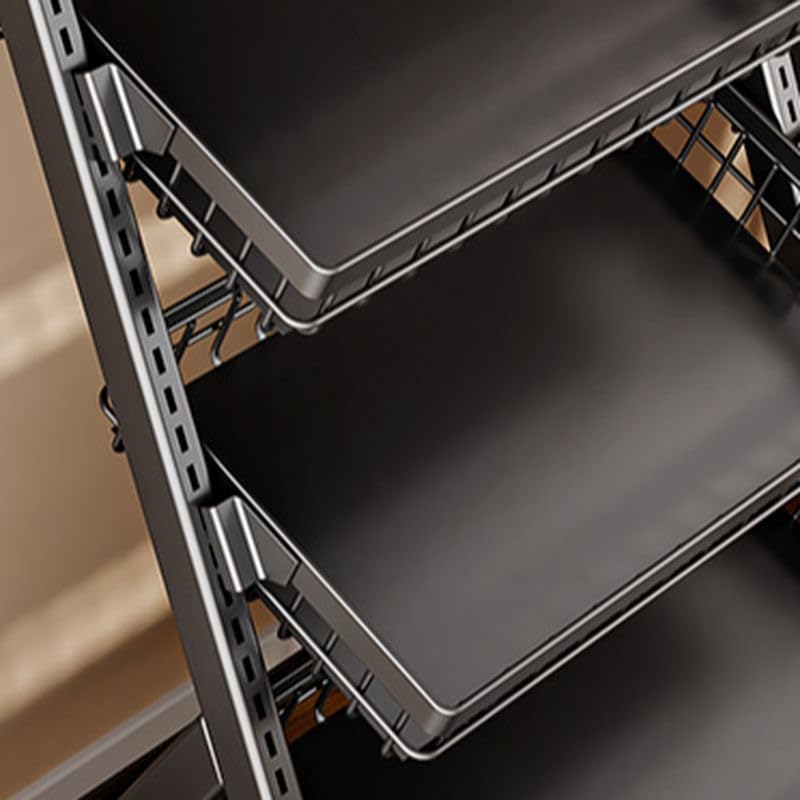 Trendy Black Baker's Rack, Corner Shelf Stand Kitchen Shelf Organizer with Baskets, Steel Frame and Shelves (White, 8 Baskets-38 L x 16' W x 34' H)
