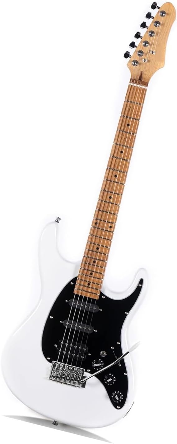 Colored Solid Electric Guitar A Professional Instrument For Beginners Professional Electric Guitar(White)