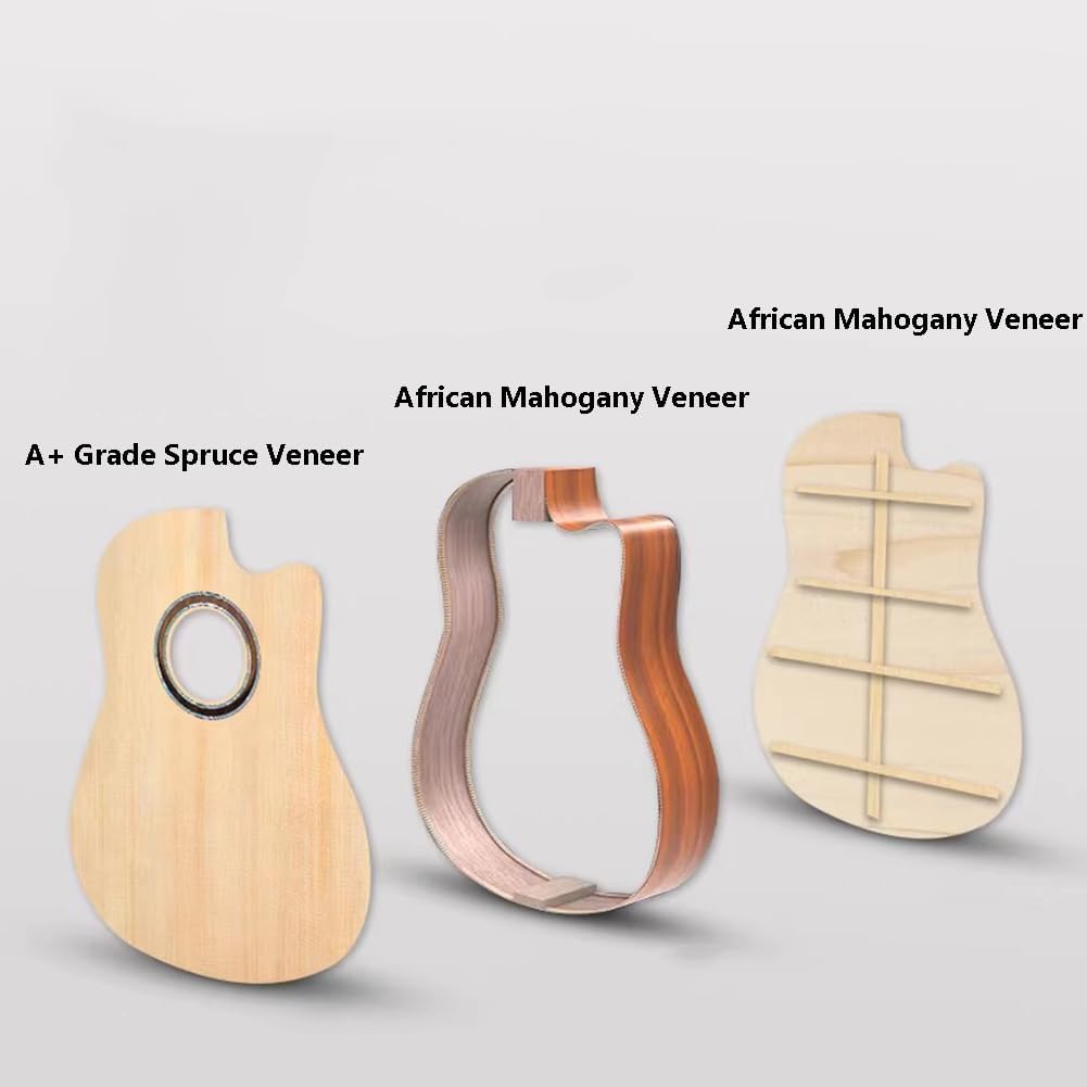 Acoustic Guitar Set, 41 Inch Gloss Spruce Panel Beginner Guitar, for Beginners Adult Teen with Gig Bag, Strap, Steel Strings,Black,41