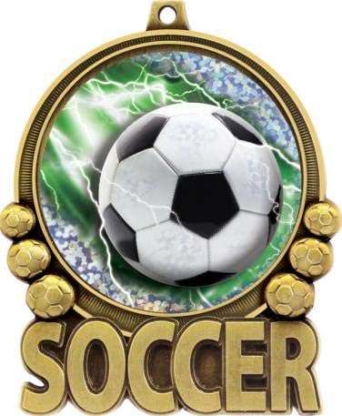 Crown Awards Soccer Medal - 3' Soccer Double Action 2.0 Medals, Great Kids Soccer Medals and Soccer Award Medals Gold