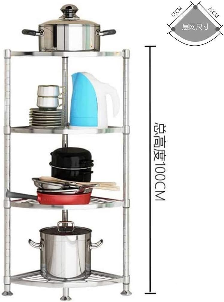 Kitchen Baker's Rack, Multi-Layer Pan & Pot Rack, 4-Tier Cookware Holder, Stainless Steel, Adjustable Storage Shelf, Corner Organizer, Black