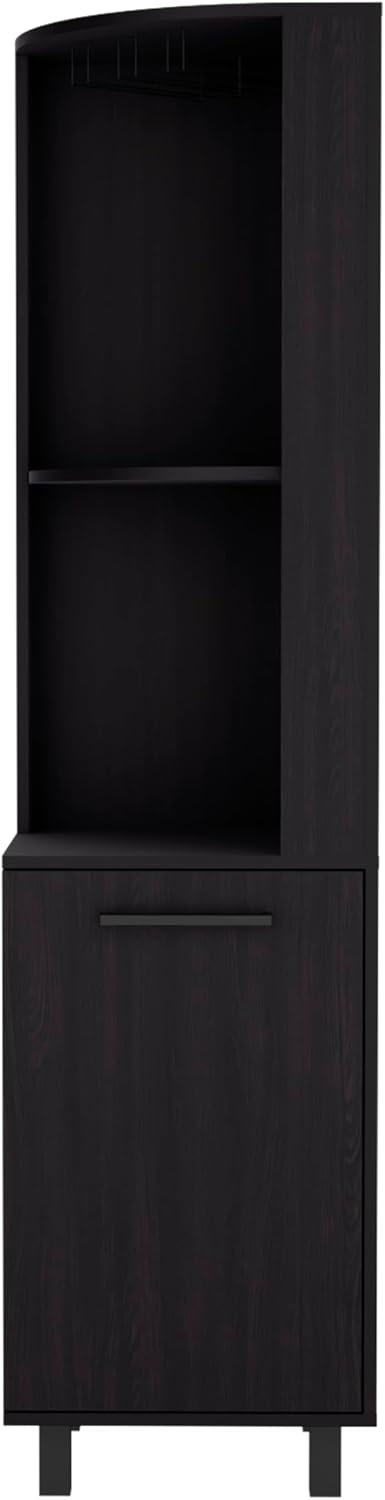 71' Corner Freestanding Storage Cabinet, Kitchen Storage Bakers Rack with 4 Shelves, Utility Food Cupboard with Stemware Rack, Black