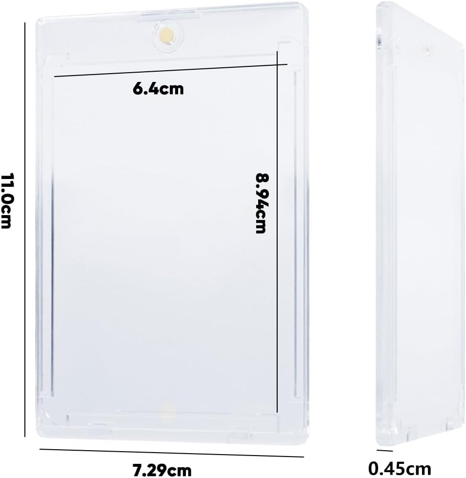 JXJ 200ct Magnetic Card Holders, 35pt One Touch Card Holder, U-V Protection Hard Plastic Case for Trading Cards, Display Case for Sports, Baseball, Football, Game Cards (200)
