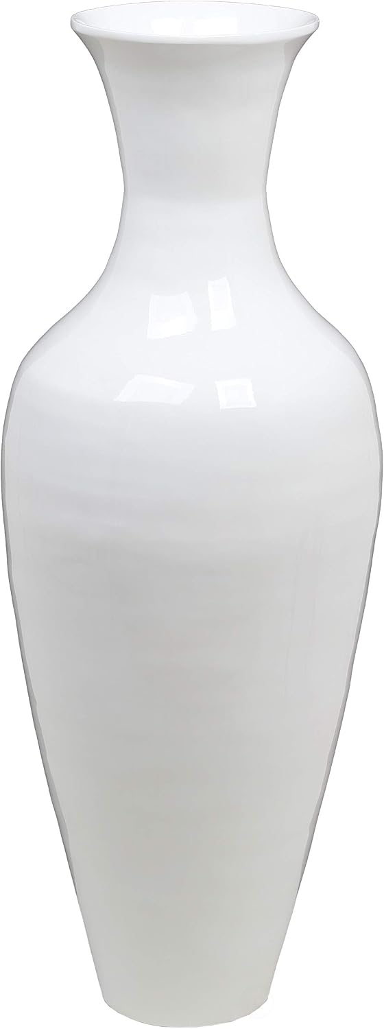 Uniquewise Tall Floor Vase, 37 Inch Bamboo Vase, Modern Vase for Dining, Living Room, Entryway, Large Flower Holder, Classic Floor Vase for Home Decor, White