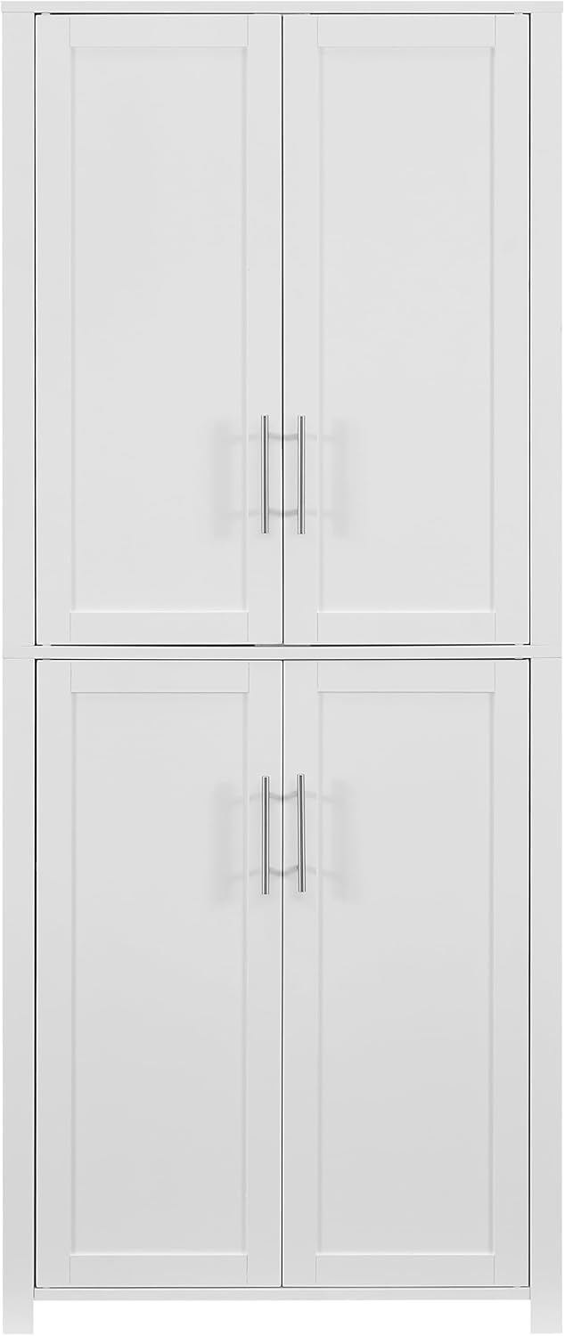 Crosley Furniture Savannah Traditional Corner Pantry Storage Cabinet with Shelves, Kitchen, Dining, Laundry, White