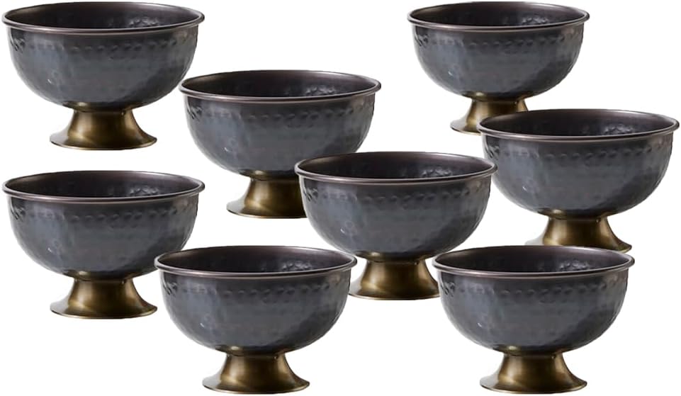 Serene Spaces Living Vintage Hammered Copper Bowl, Versatile Footed Bowl, Small, 3.75' Tall and 6.25' Diameter, Pack of 12