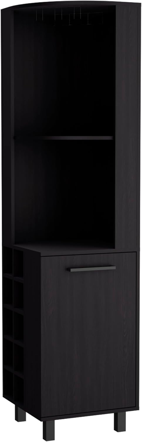 71' Corner Freestanding Storage Cabinet, Kitchen Storage Bakers Rack with 4 Shelves, Utility Food Cupboard with Stemware Rack, Black