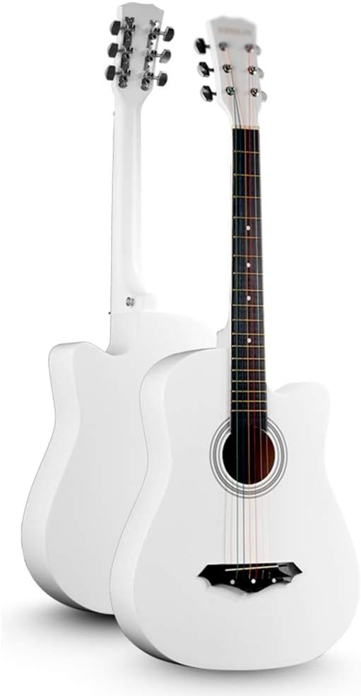 Etlegor Classical Guitar Steel String Full Size 38in Beginner Guitar Kit with Gig Bag, Strings, Picks Portable Travel Guitar,10 Colors (Color : White)