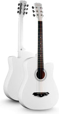 Etlegor Classical Guitar Steel String Full Size 38in Beginner Guitar Kit with Gig Bag, Strings, Picks Portable Travel Guitar,10 Colors (Color : White)