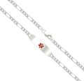 US Jewels Customizable Ladies 925 Sterling Silver 4mm Figaro Medical Alert ID Bracelet with Free Engraving, 6in to 8in Length