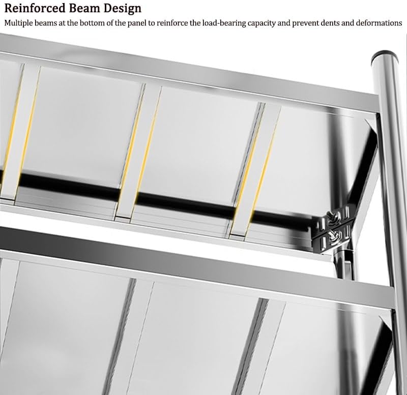 Kitchen Floor Cupboard Tall Storage Cabinet with Flip Doors Adjustable Shelves Kitchen Storage Sideboard with Countertop Free Standing，Heavy Duty Stainless Steel Wall Storage Cabinet, Slidin
