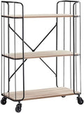 Kitchen Cart 3-Tier Utility Cart Vintage Rolling Bakers Rack Bookshelf Storage Shelf for Living Room