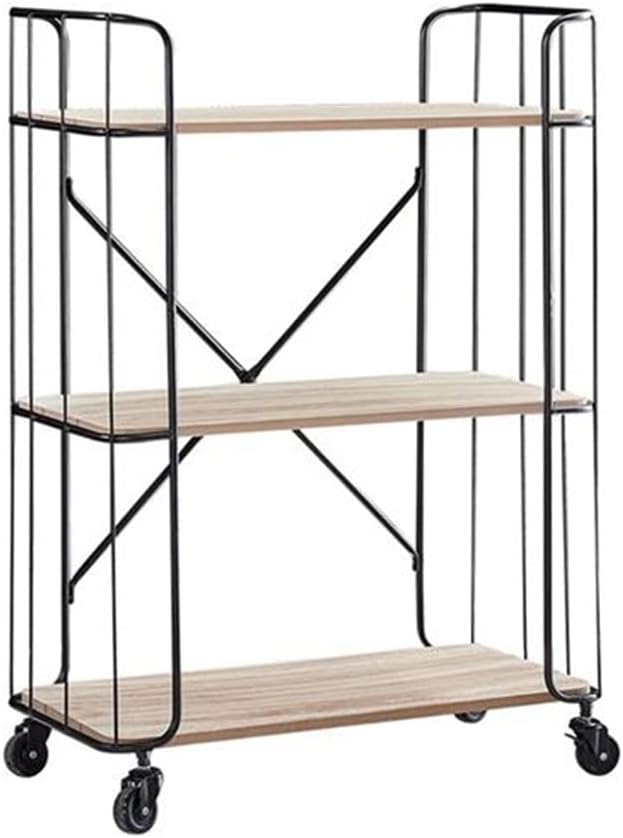 Kitchen Cart 3-Tier Utility Cart Vintage Rolling Bakers Rack Bookshelf Storage Shelf for Living Room
