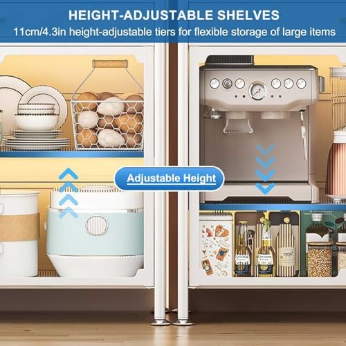 Kitchen Floor Cupboard Tall Storage Cabinet with Flip Doors Adjustable Shelves Kitchen Storage Sideboard with Countertop Free Standing，Tall Black Kitchen Baker's Rack - 5-Tier Storage with A