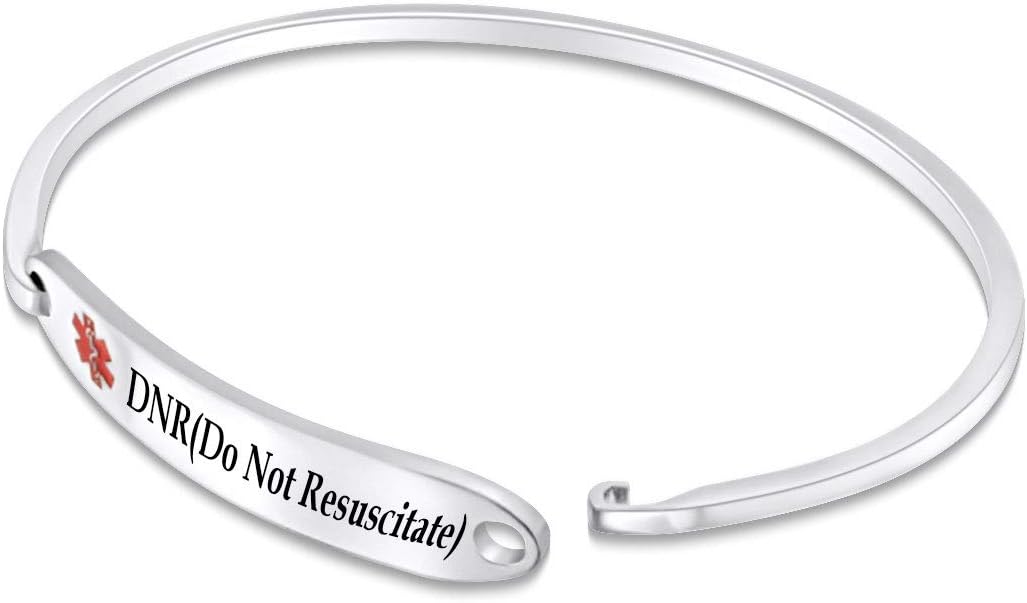 AFFY Customizable Engraving Medical Alert ID Bracelet Men Women Personalized 925 Sterling Silver Bangle Beacelet 7.5 Inch
