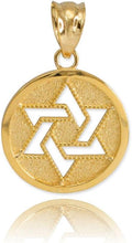 Fine 10k Yellow Gold Milgrain-Edged Medal Jewish Star of David Charm Pendant