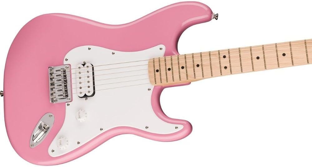Squire Sonic Stratocaster HT H Electric Guitar, Flash Pink Bundle with Fender FE620 Electric Guitar Gig Bag, Professional Instrument Cable 10' and Fender 12-Pack Picks