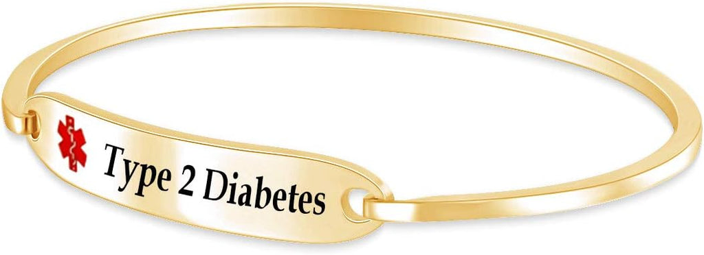 AFFY Customizable Engraving Medical Alert ID Bracelet Men Women Personalized 925 Sterling Silver Bangle Beacelet 7.5 Inch