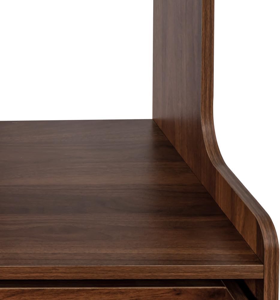 23.6' W Walnut Kitchen Pantry Hutch - Freestanding Storage Cabinet 2 Cabinets 1 Drawer with Microwave Stand for Kitchen Coffee Bar