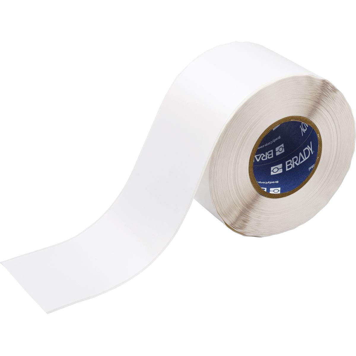 Brady THT-107-439 4' Width x 300' Height, B-439 Permanent Vinyl, Matte Finish White Thermal Transfer Printable Label