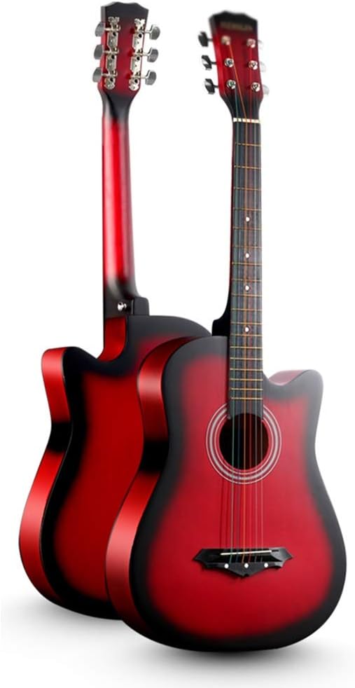 Etlegor Classical Guitar Steel String Full Size 38in Beginner Guitar Kit with Gig Bag, Strings, Picks Portable Travel Guitar,10 Colors (Color : Red)