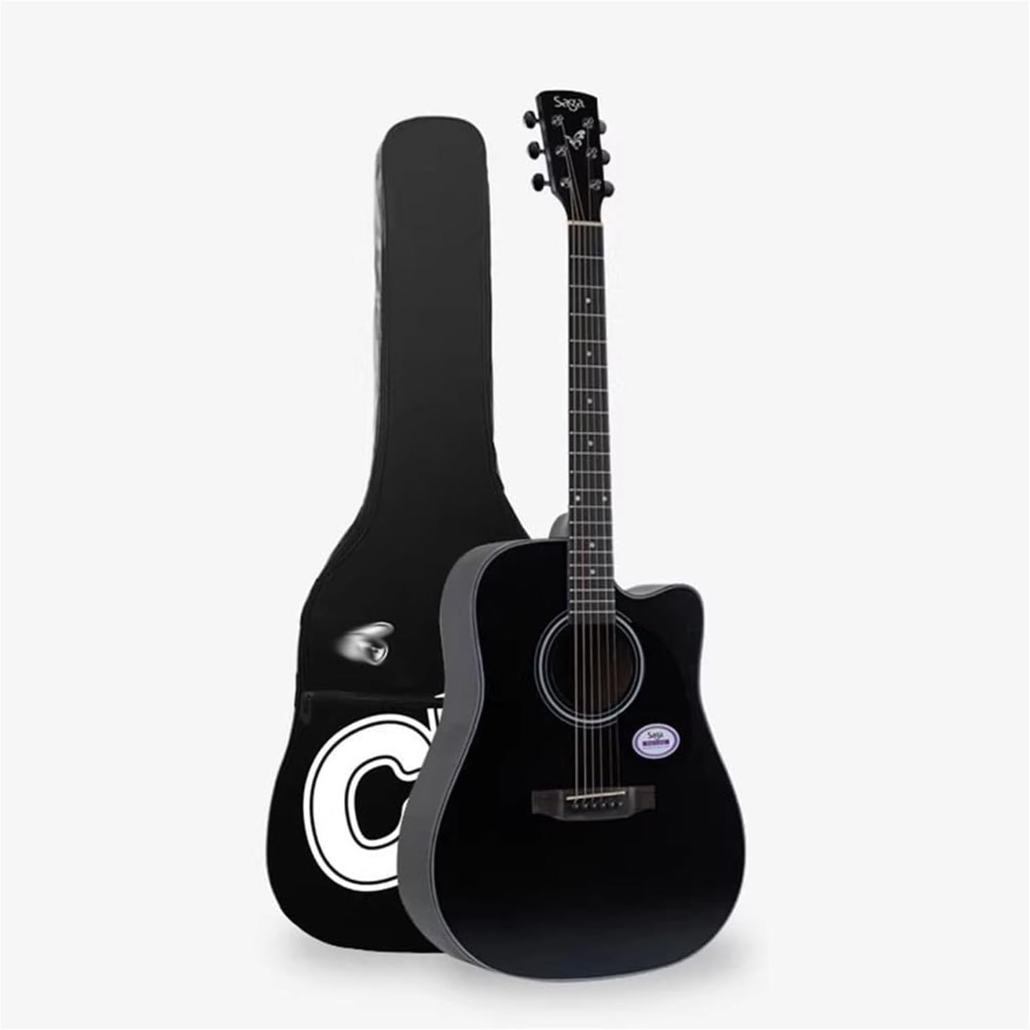 MXL&LJB 41' Acoustic Guitar for Beginner, Full Size Thin Cutaway Guitarra, Lightweight Body Suitable for Adult Teen with Gig Bag and Other Accessories(Black)