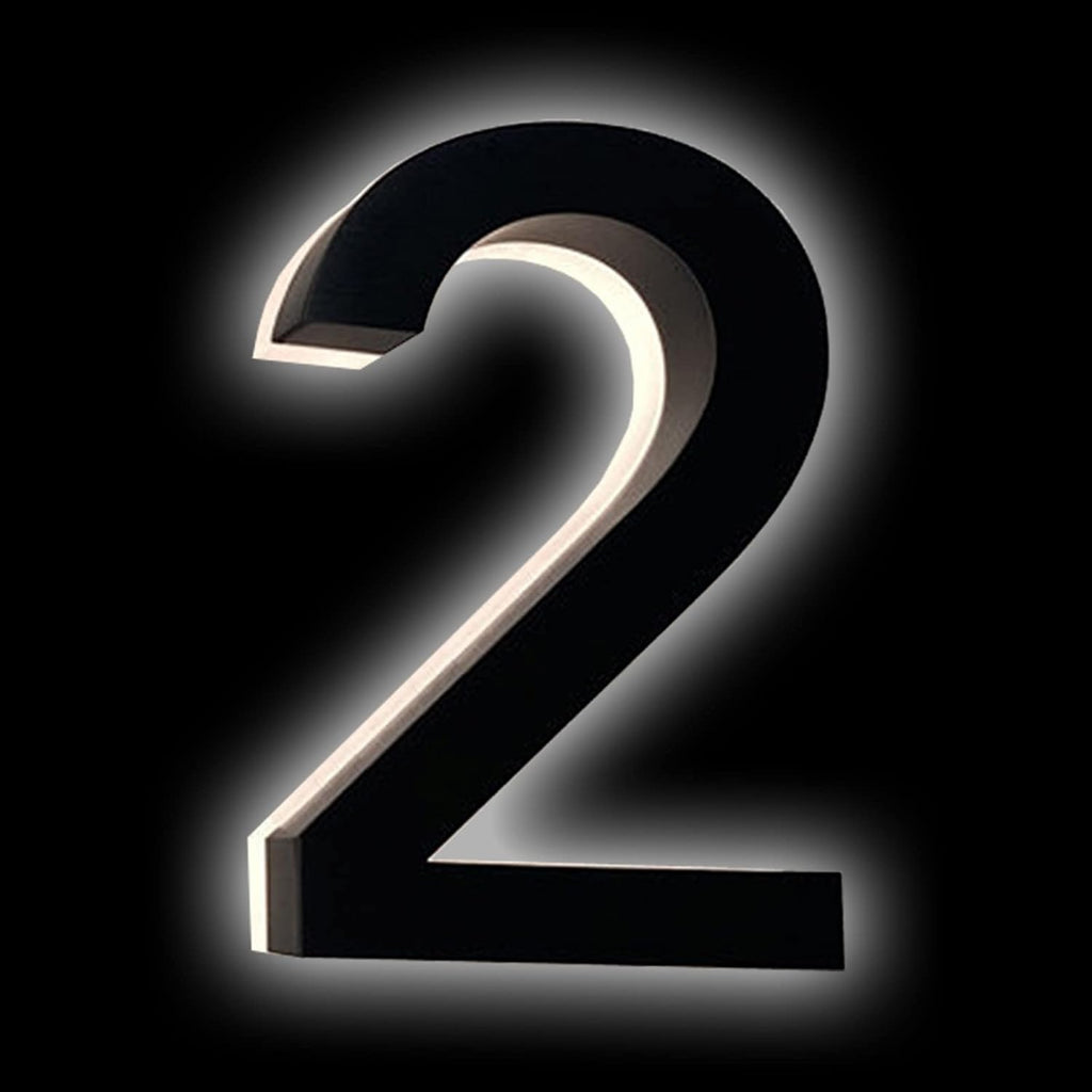 Backlit Lighed LED House Numbers, Black Finishes, Address Signs Lighted Plaque, Outdoor/Indoor, Modern, Low-Voltage, Weatherproof, Day & Night, White Light,20 Inch,3