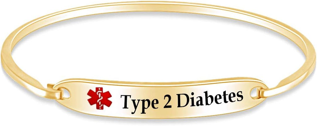 AFFY Customizable Engraving Medical Alert ID Bracelet Men Women Personalized 925 Sterling Silver Bangle Beacelet 7.5 Inch