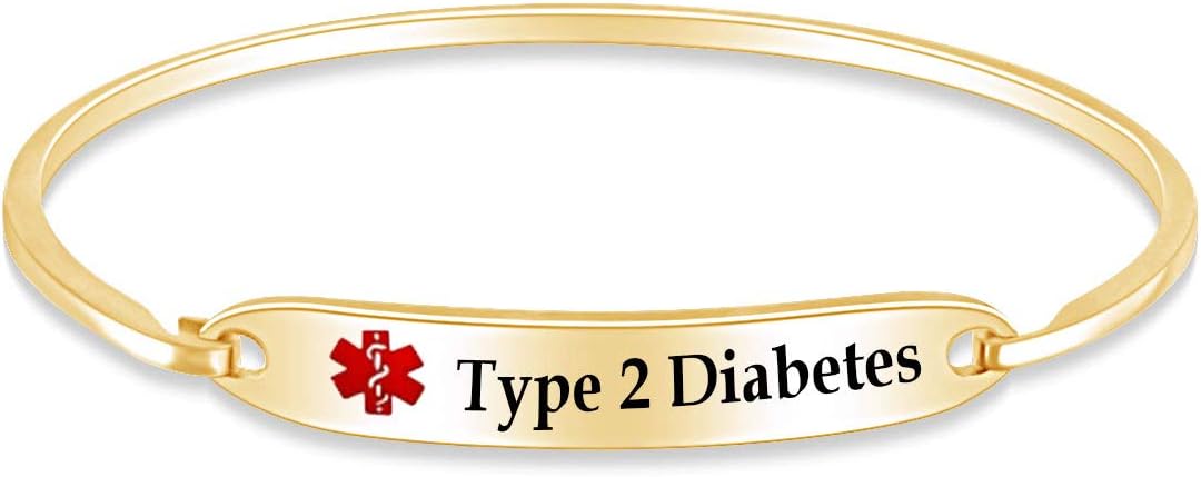 AFFY Customizable Engraving Medical Alert ID Bracelet Men Women Personalized 925 Sterling Silver Bangle Beacelet 7.5 Inch