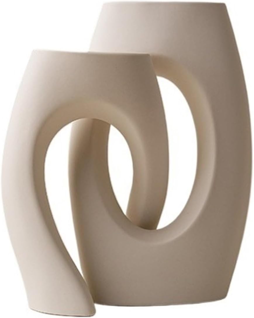 Ceramic Vases for Home Decor Set of 2,Small for Farmhouse Wedding Entryway Living Dining Room Bookshelf Table Decor