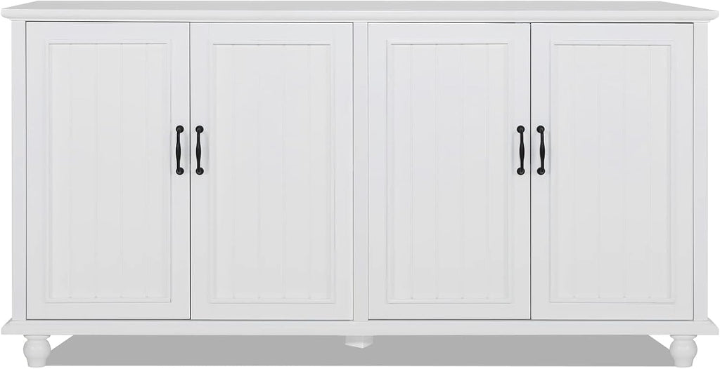 Scurrty 62'' Coffee Bar Cabinet Kitchen with Storage, Buffet Cabinet with Storage, Sideboard Buffet for Dinning Room, Kitchen & Living Room (4 Doors, White)