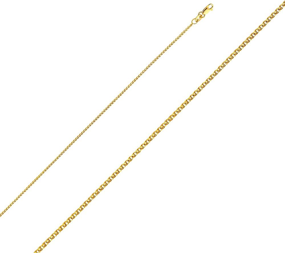 14K Yellow Gold St. Christopher Medal Pendant Necklace Protect Us Charm with 1.2mm Flat Open Wheat Chain