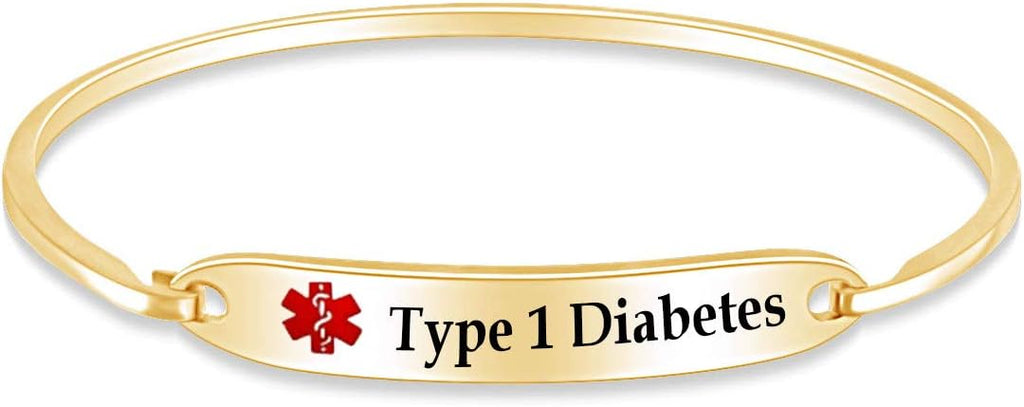 AFFY Customizable Engraving Medical Alert ID Bracelet Men Women Personalized 925 Sterling Silver Bangle Beacelet 7.5 Inch