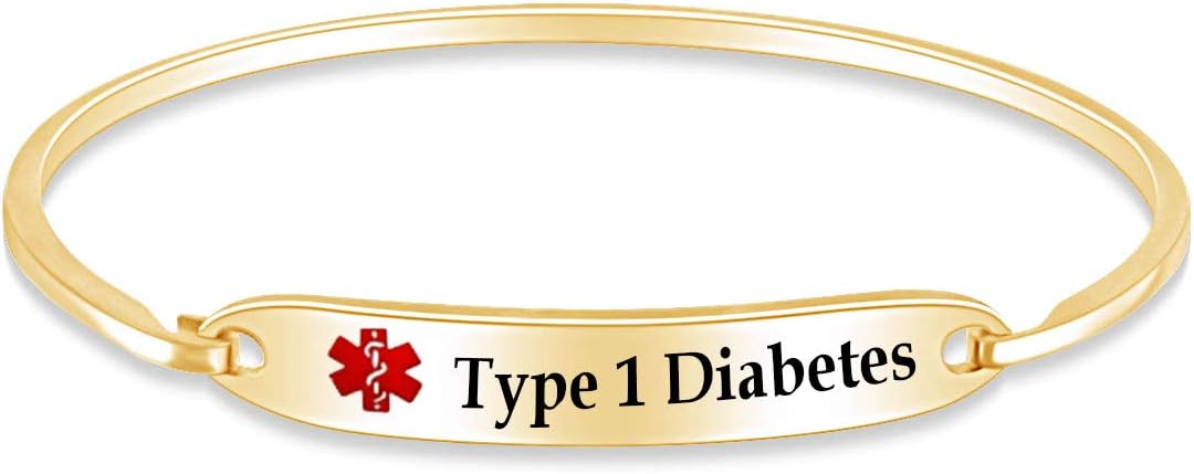 AFFY Customizable Engraving Medical Alert ID Bracelet Men Women Personalized 925 Sterling Silver Bangle Beacelet 7.5 Inch