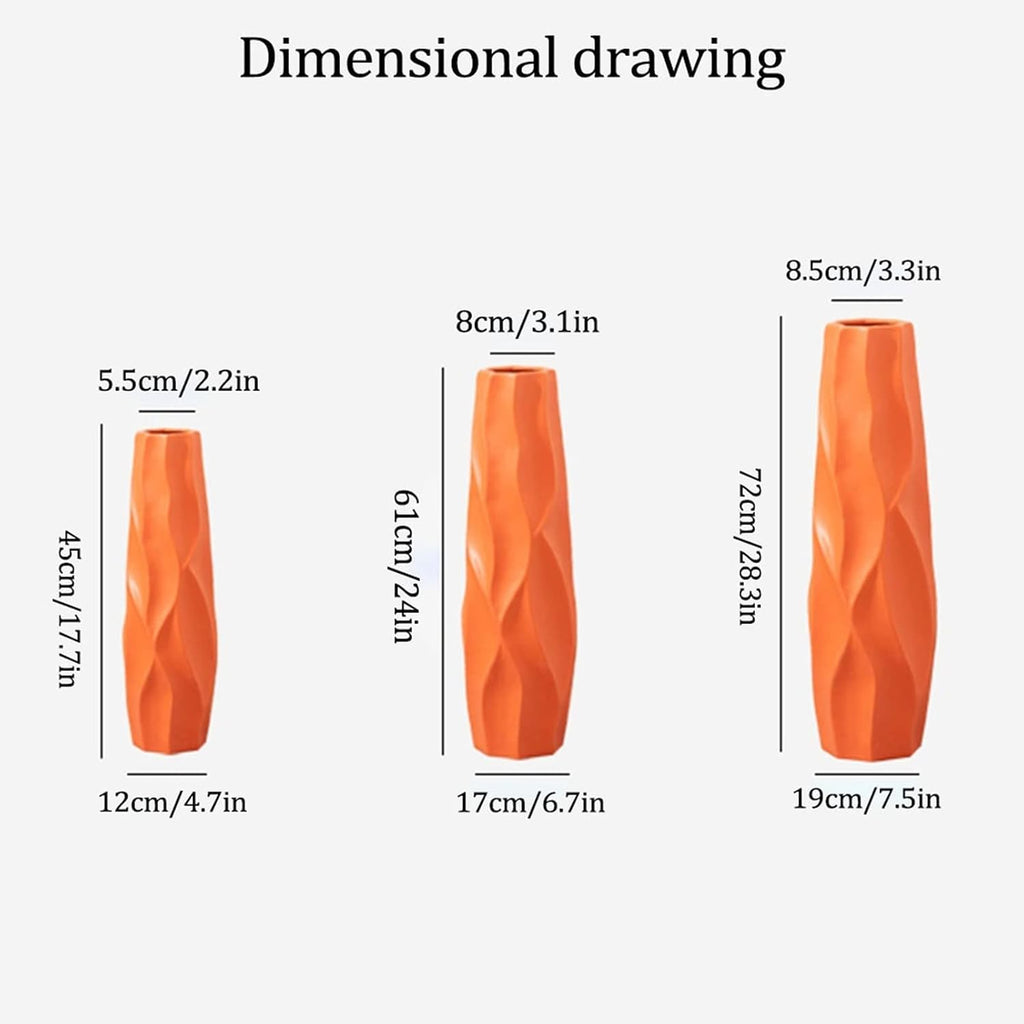 Vases Large Floor Vase,Orange Ceramic Vase,Decorative Tall Flower Holder for Living Room, Home Décor Dried Flower Arrangement Ideal Gift (Color : Orange, Size : 61cm)