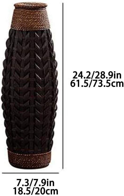 Retro Living Room Large Vase, Hand-Woven Flower Vase, Decorative Tall Floor Vase, Home Decor, Floor Vases Decorative Tall for Restaurant, Entrance(Large)