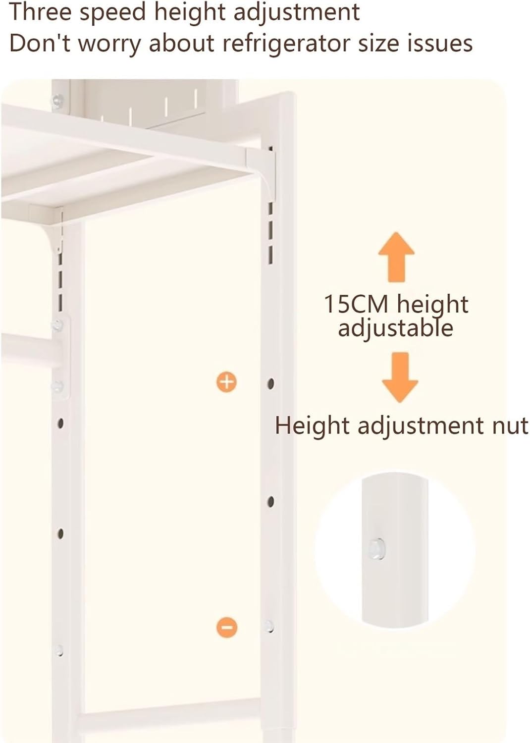 Mini Fridge Stand Storage Refrigerator Shelf 3 Tier Expandable Adjustable Height Microwave Stand Shelf Kitchen Bakers Rack for Refrigerators Below 1.2m(Black)
