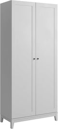 Prepac Yaletown 72' Tall Storage Cabinet with Wood Legs, Pantry Cabinet with 3 Adjustable Shelves, Bathroom, Kitchen and Home Organization in White, 16' D x 32' W x 72' H