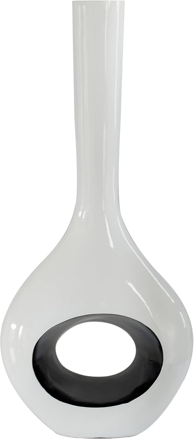 Tall Floor Vase, White Vase with Hole Inside Black 45 Inch Vase, Tall Vase for Home Décor, Interior Decoration, Modern Floor Vase, Tall Vases for Floor