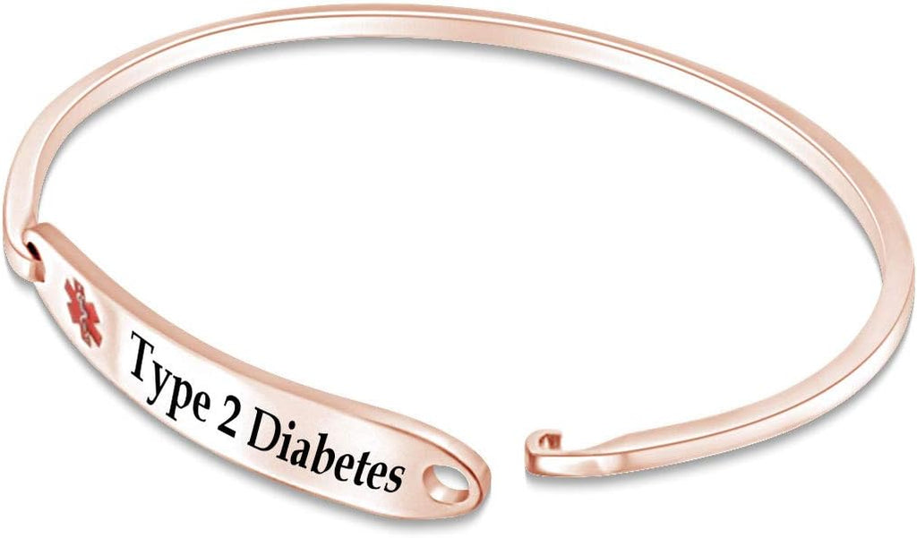 AFFY Customizable Engraving Medical Alert ID Bracelet Men Women Personalized 925 Sterling Silver Bangle Beacelet 7.5 Inch