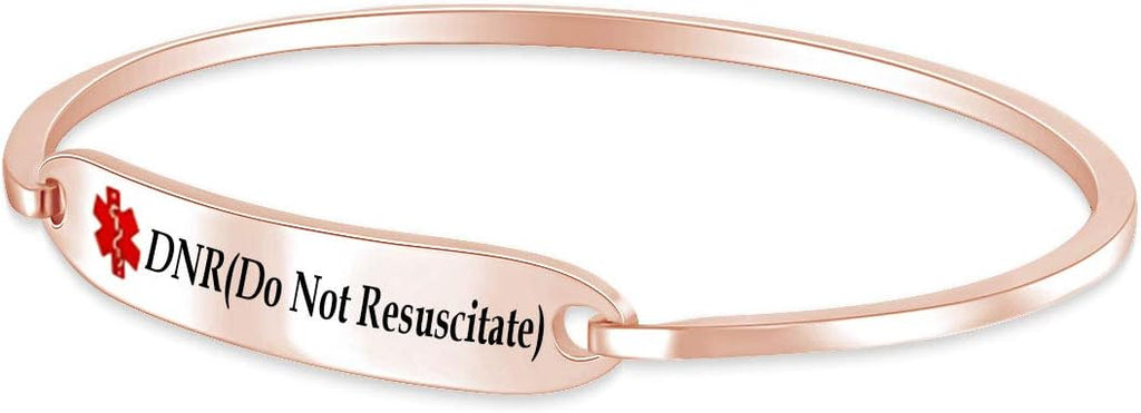 AFFY Customizable Engraving Medical Alert ID Bracelet Men Women Personalized 925 Sterling Silver Bangle Beacelet 7.5 Inch