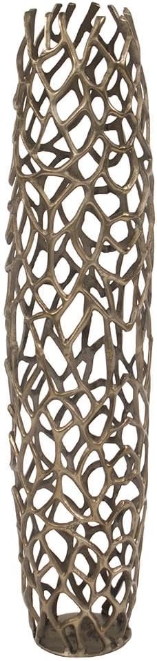 Howard Elliott Collection Bronze Aluminum Branch Floor Vase, Modern Abstract Intertwined Design with Padded Base, Tall Decorative Flower Centerpiece for Living Room & Home Decor, 9 x 9 x 39.5 Inch