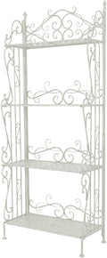 Metal Garden Trellis, Indoor Outdoor Planter Display, Heavy Duty Iron Plant Trellis, Strong Load-Bearing Capacity, Iron 4-Tier Bakers Rack for Garden Patio Balcony Living Room(White)