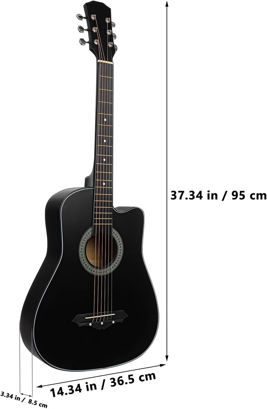 LIOOBO Beginner Acoustic Guitar: 38 Inch Basswood Guitar Basic Starter Kit with Gig Bag, Picks, and Protective Plate - Musical Instrument Present