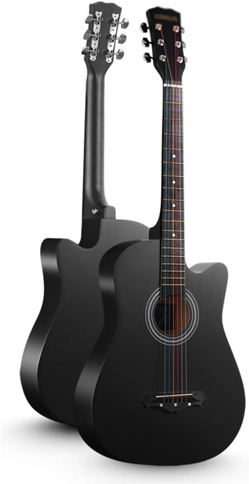 Etlegor Classical Guitar Steel String Full Size 38in Beginner Guitar Kit with Gig Bag, Strings, Picks Portable Travel Guitar,10 Colors (Color : Black)