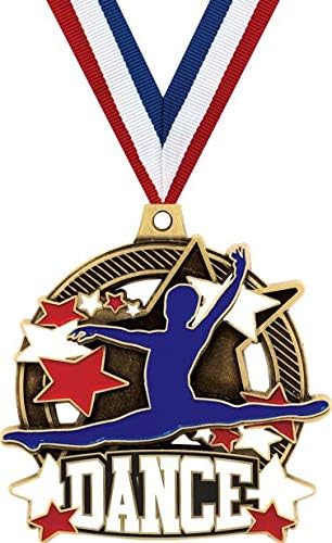 Male Dance Medals - 2.25' Gold Dance Team Medal Awards Prime